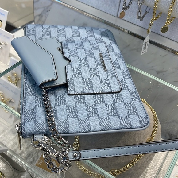 Michae Kors Jet Set Item Large Logo 2-in-1 Central Zip Wristlet
Pale Blue
NWT - Picture 9 of 16